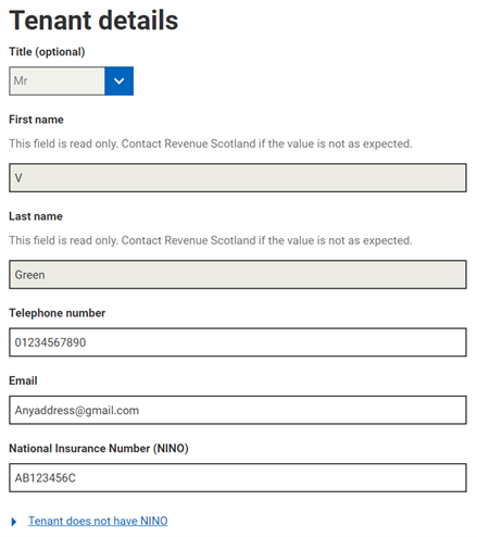 About the tenant About tenant details
